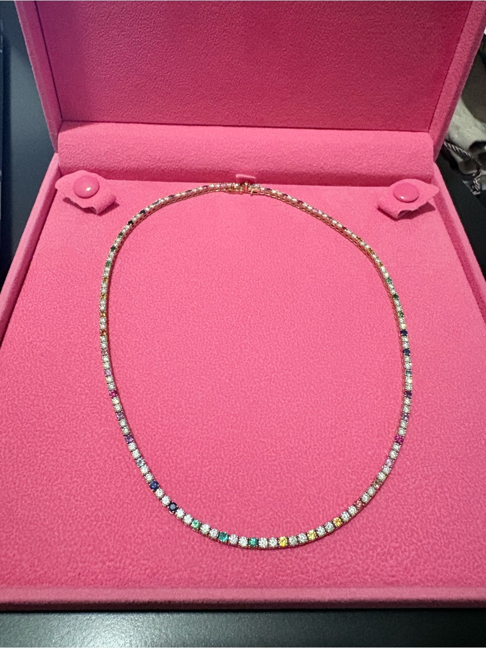 Stephanie Gottlieb Mini Rainbow Tennis Necklace - over 8ct of diamonds sapphires